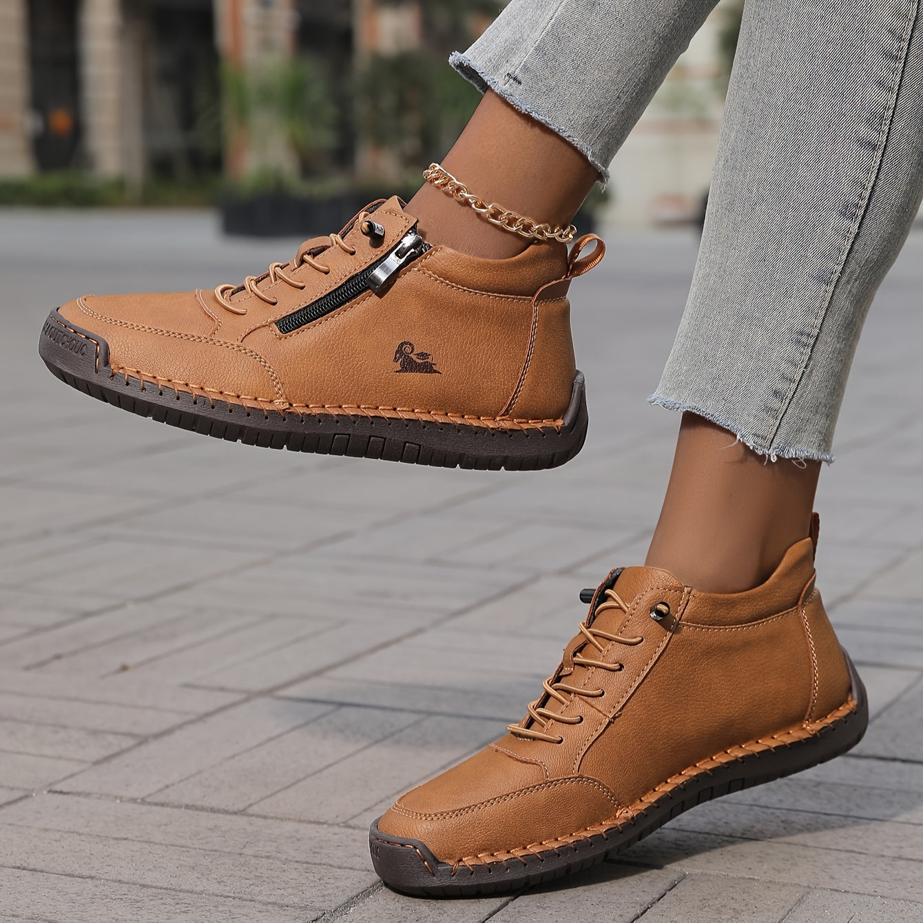 Wrenna | Lace-Up Side Zip Sneakers