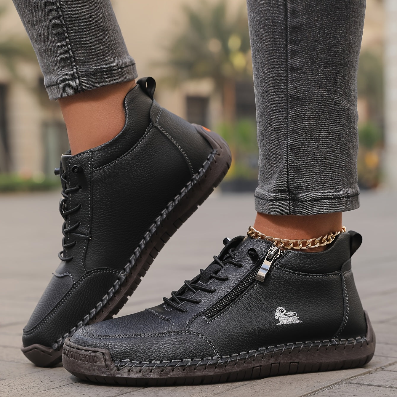 Wrenna | Lace-Up Side Zip Sneakers