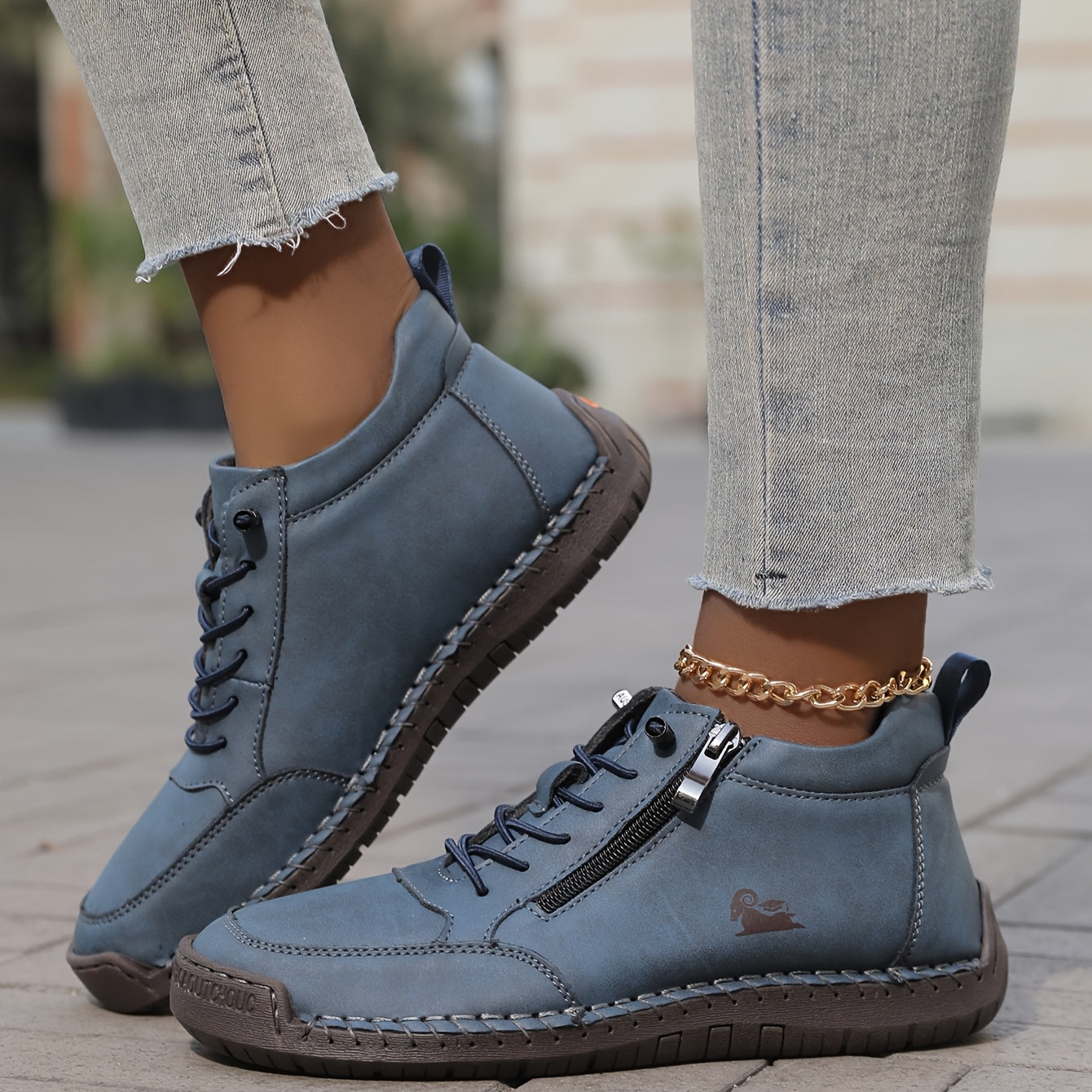 Wrenna | Lace-Up Side Zip Sneakers