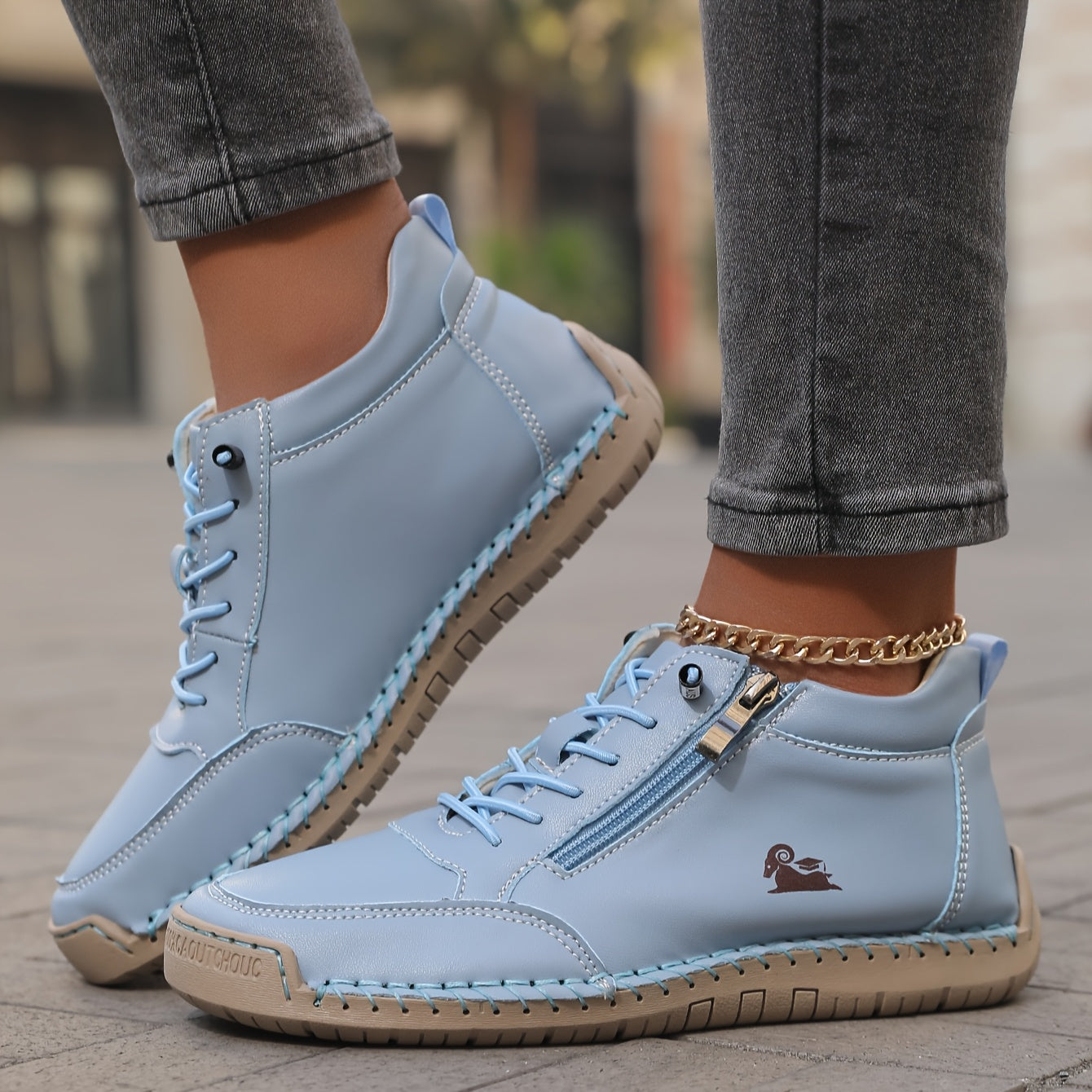 Wrenna | Lace-Up Side Zip Sneakers