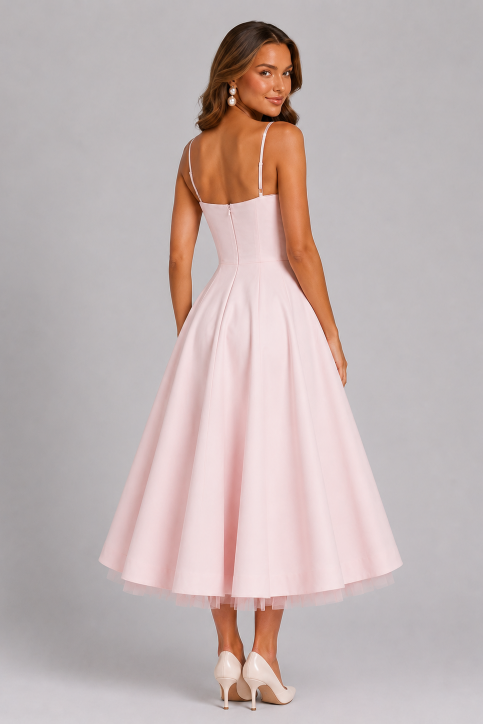 Liliane | Corset Sweetheart Midi Wedding Guest Dress