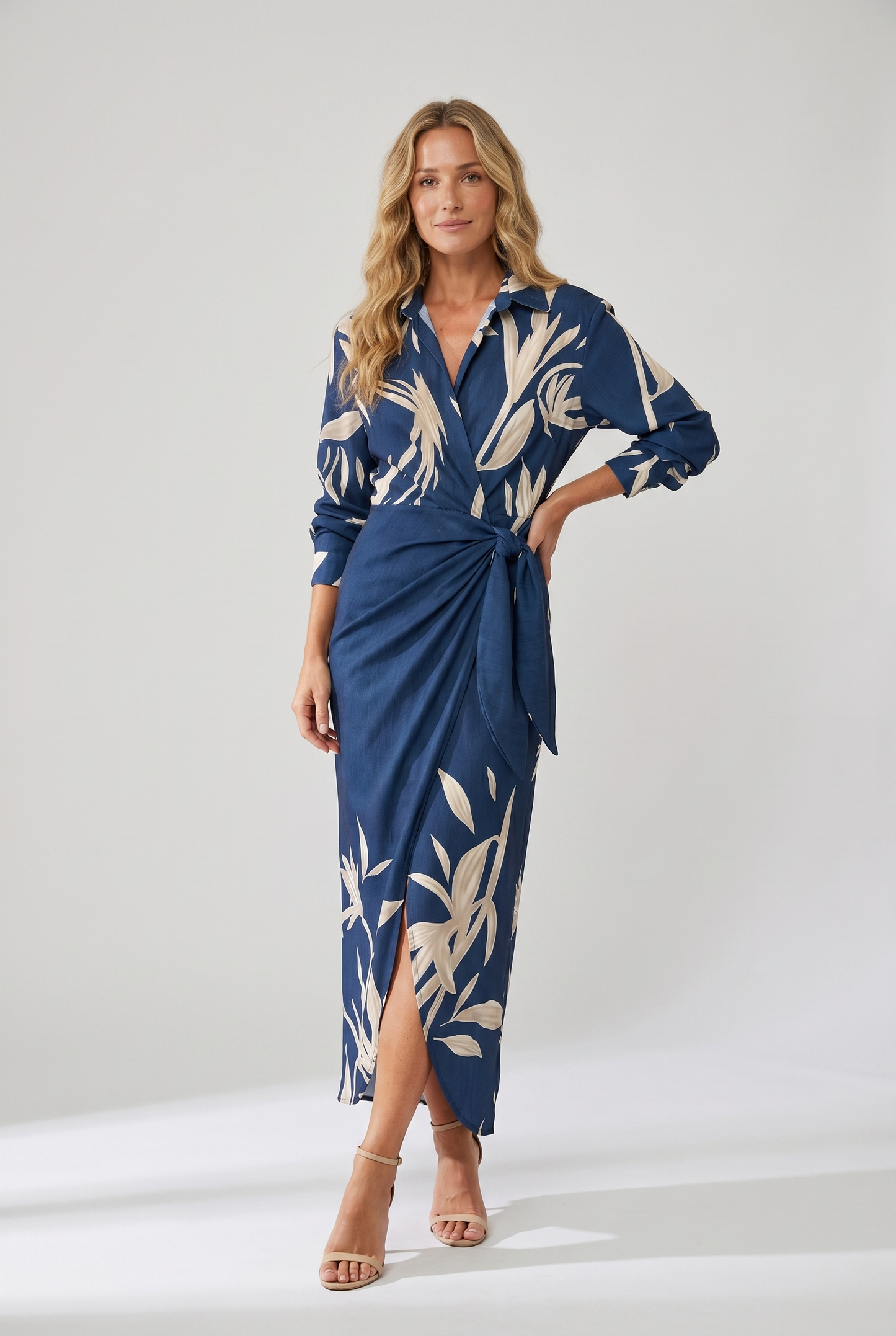 Héloïse | Leaf-Print Wrap Maxi Dress