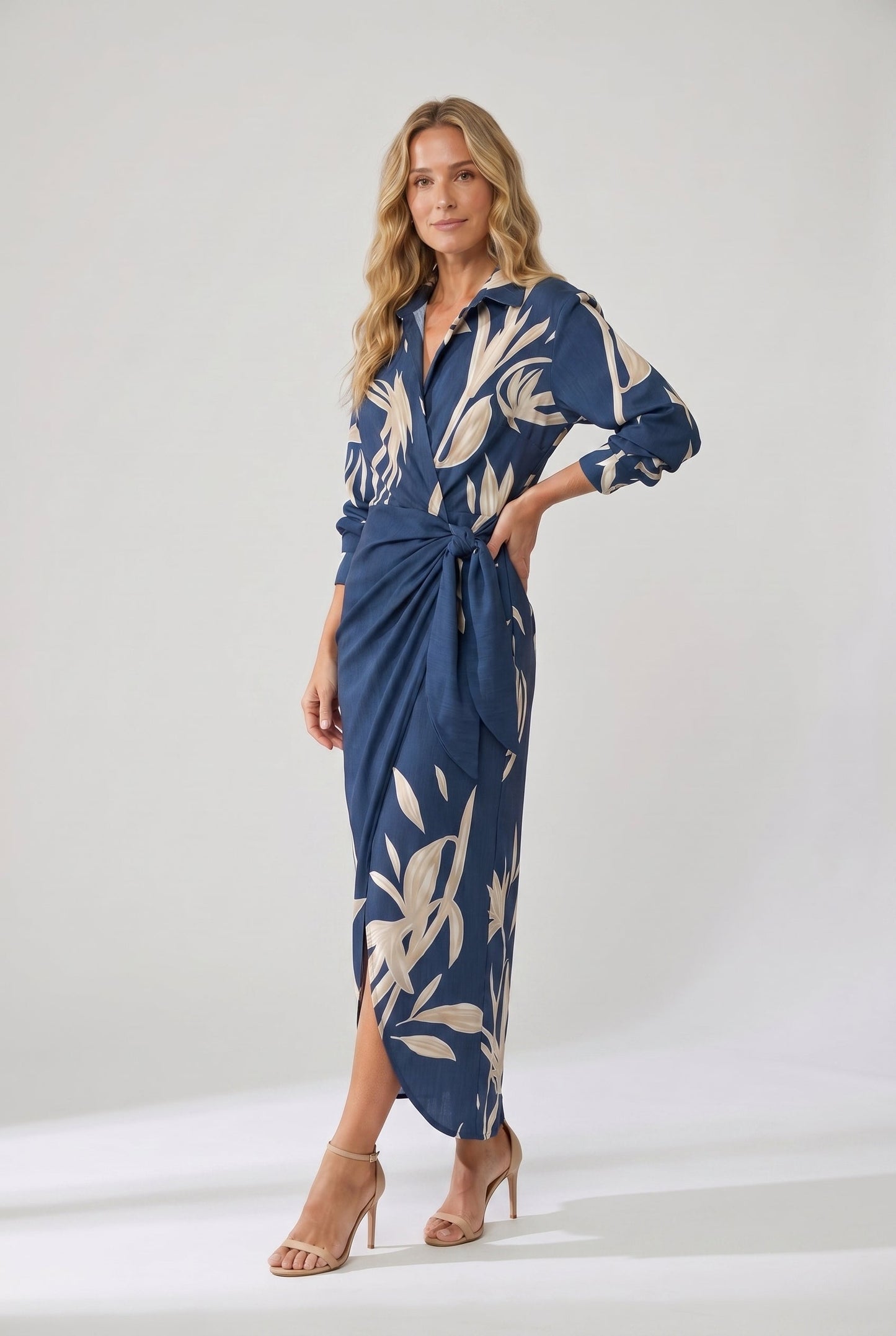 Héloïse | Leaf-Print Wrap Maxi Dress