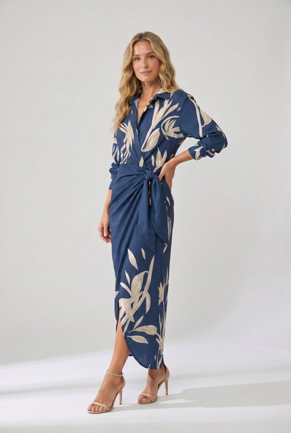 Héloïse | Leaf-Print Wrap Maxi Dress
