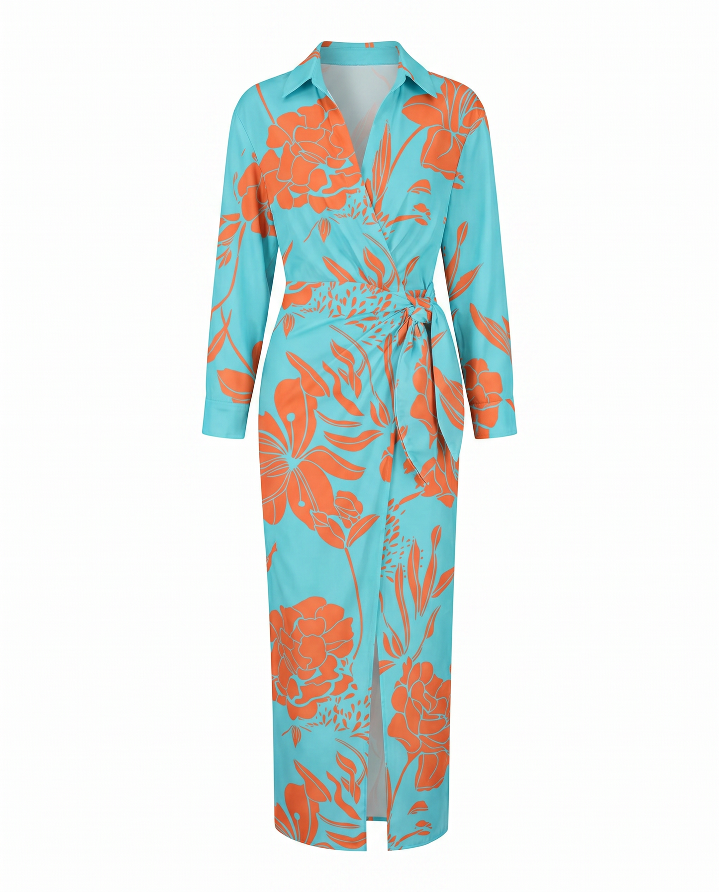 Héloïse | Leaf-Print Wrap Maxi Dress