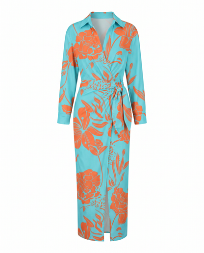 Héloïse | Leaf-Print Wrap Maxi Dress