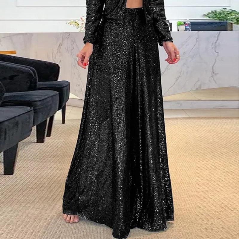 Zelie | High-Rise Sequin Wide-Leg Pants