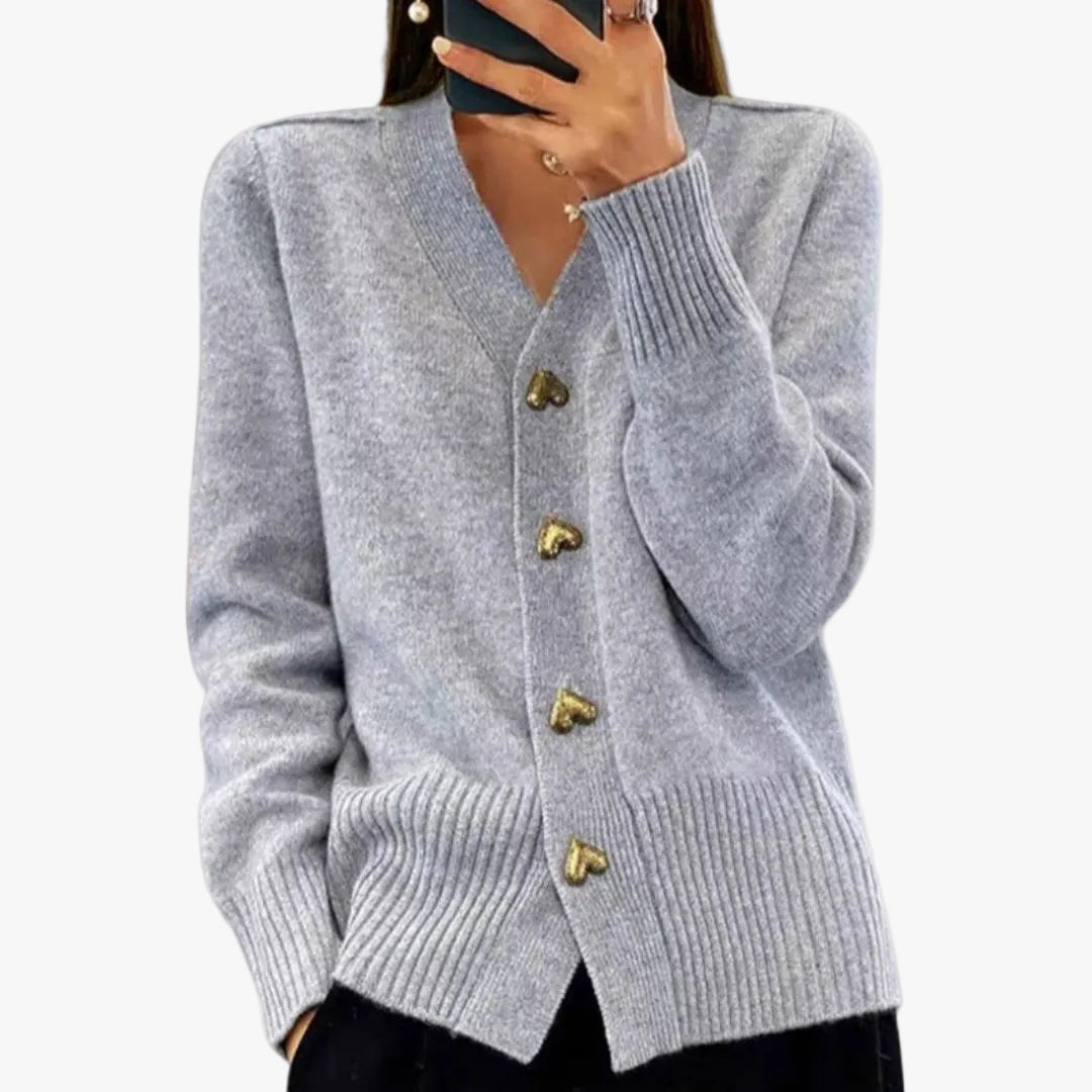 Frøya | V-Neck Heart Button Knit Cardigan
