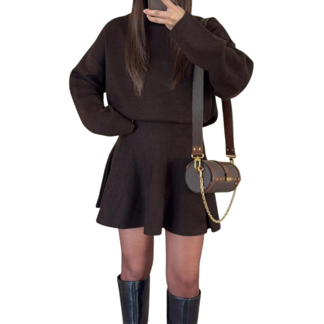 Sanne | Mock Neck Flared Sweater Dress