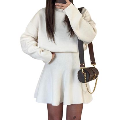 Sanne | Mock Neck Flared Sweater Dress