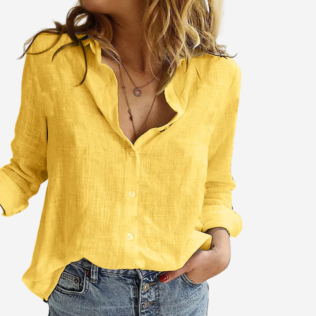 Marne | Button Front Roll-Tab Sleeve Blouse