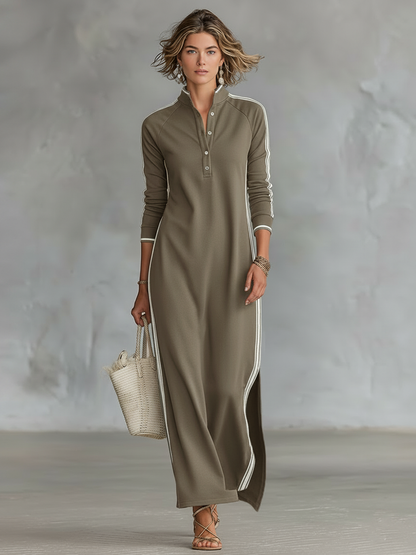 Remy | Side-Stripe Collared Maxi Dress