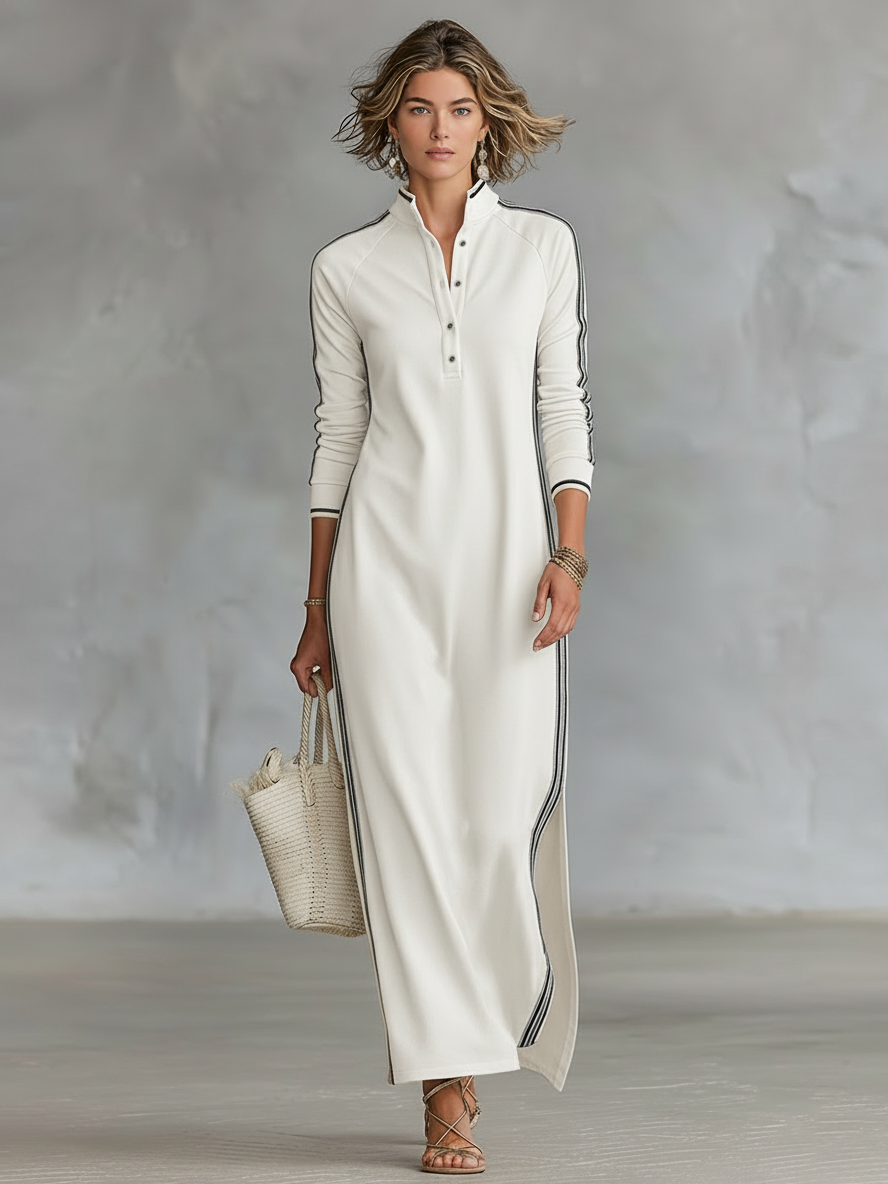 Remy | Side-Stripe Collared Maxi Dress