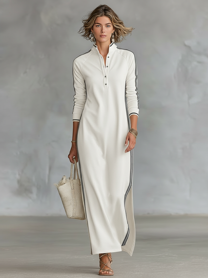 Remy | Side-Stripe Collared Maxi Dress