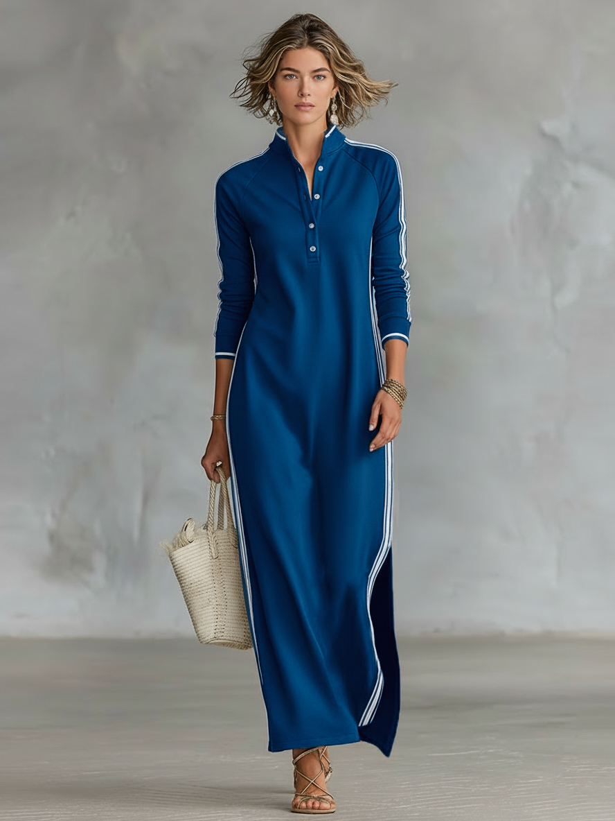 Remy | Side-Stripe Collared Maxi Dress