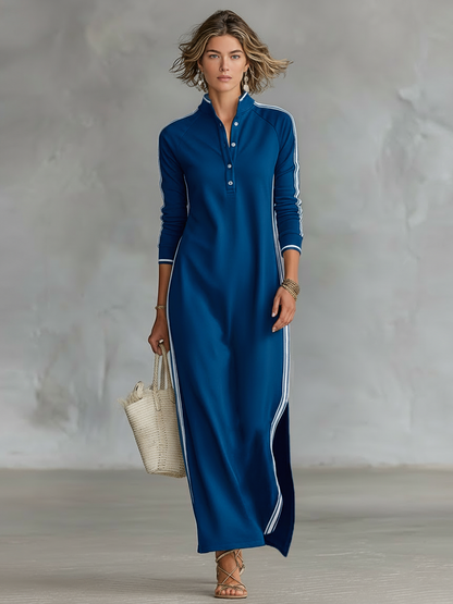 Remy | Side-Stripe Collared Maxi Dress
