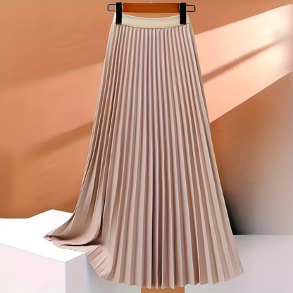 Senta | High-Waist Pleated Satin Midi Skirt