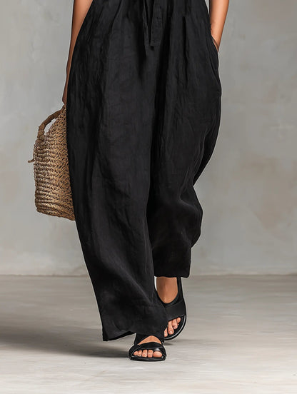 Grace | Women's Strapless Loose-Fit Linen Blend Wide-Leg Jumpsuit