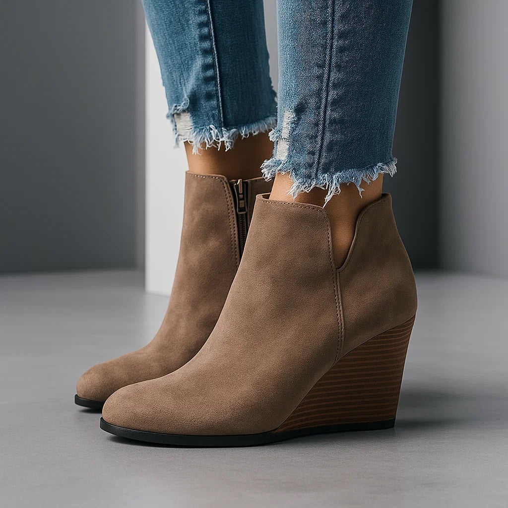 Rhoda | Suede Wedge Ankle Boots