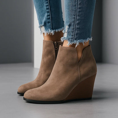 Rhoda | Suede Wedge Ankle Boots