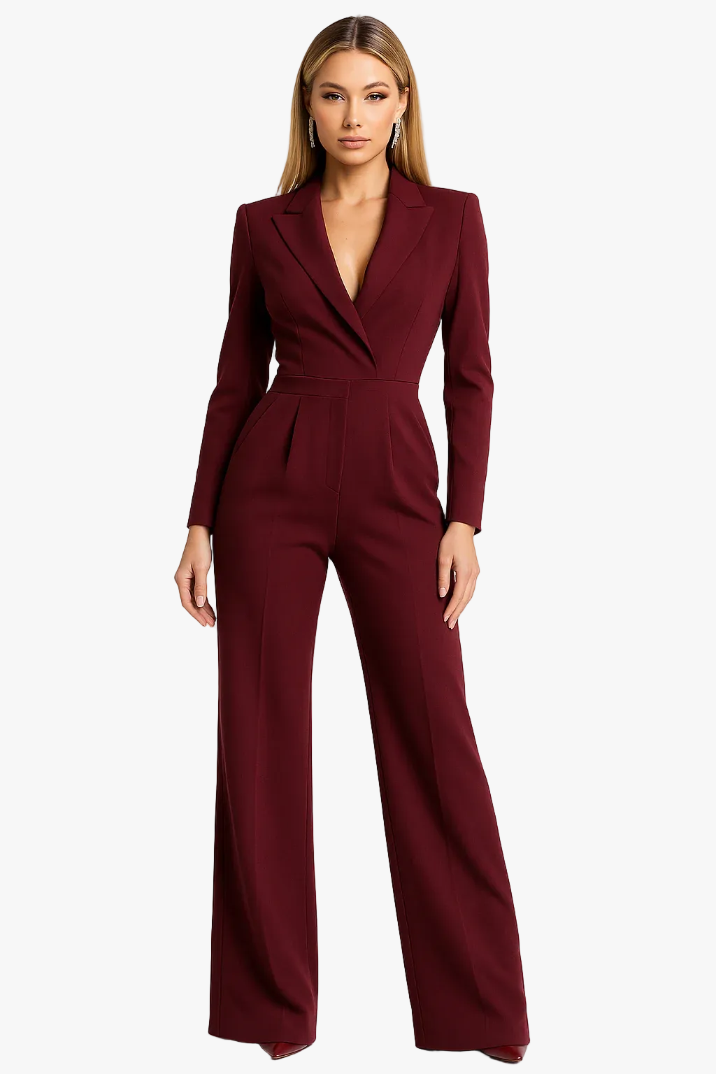 Ines | Notched Lapel Wide-Leg Jumpsuit