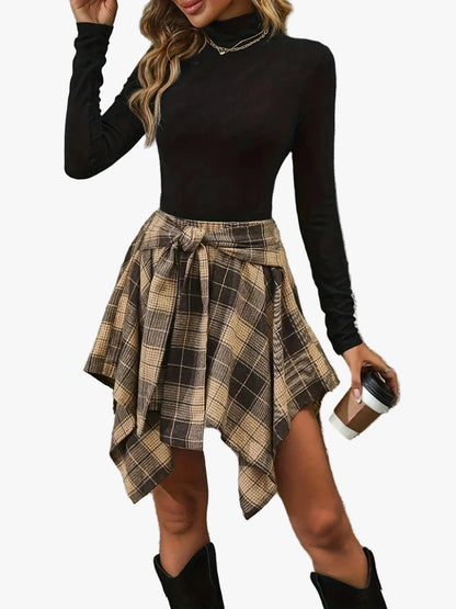 Maisie | Plaid Tie-Waist Handkerchief Skirt
