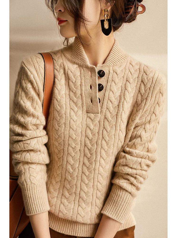 Women's Ylva diamond cable knit sweater - view 10