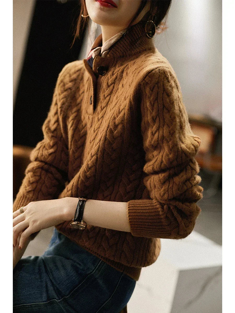 Women's Ylva diamond cable knit sweater - view 4