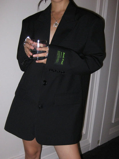 Women's Yvette oversized button-front blazer in Black